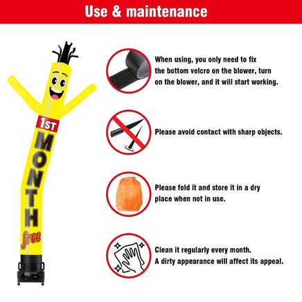 6 10 15 20FT Tall 1st Month Free Waving Inflatable Tube Man(Blower Not Included) - goodeny