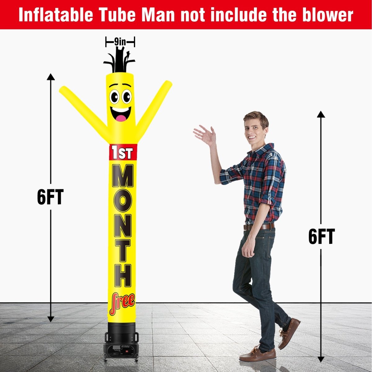 6 10 15 20FT Tall 1st Month Free Waving Inflatable Tube Man(Blower Not ...