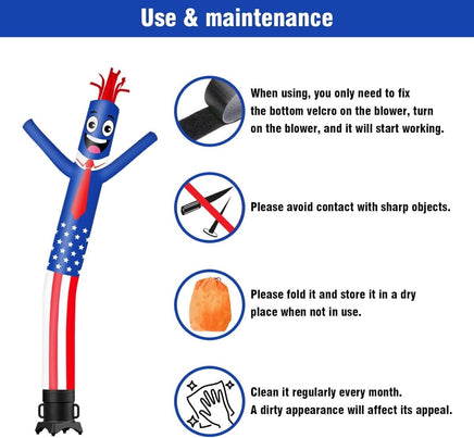 6 10 15 20FT Tall American Flag Waving Inflatable Tube Man(Blower Not Included) - goodeny