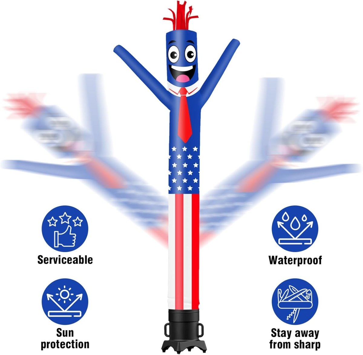 6 10 15 20FT Tall American Flag Waving Inflatable Tube Man| goodeny
