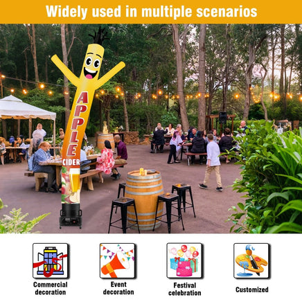 6 10 15 20FT Tall Apple Cider Waving Inflatable Tube Man(Blower Not Included) - goodeny