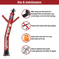 6 10 15 20FT Tall Apples Waving Inflatable Tube Man(Blower Not Included) - goodeny