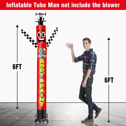 6 10 15 20FT Tall Auto Body & Paint Waving Inflatable Tube Man(Blower Not Included) - goodeny