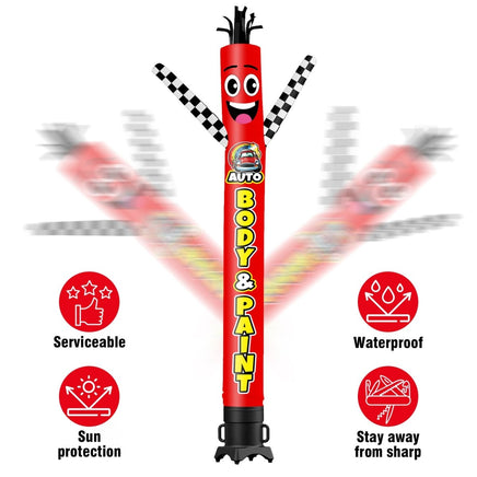 6 10 15 20FT Tall Auto Body & Paint Waving Inflatable Tube Man(Blower Not Included) - goodeny