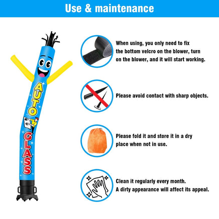 6 10 15 20FT Tall Auto Glass Waving Inflatable Tube Man(Blower Not Included) - goodeny