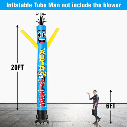 6 10 15 20FT Tall Auto Glass Waving Inflatable Tube Man(Blower Not Included) - goodeny