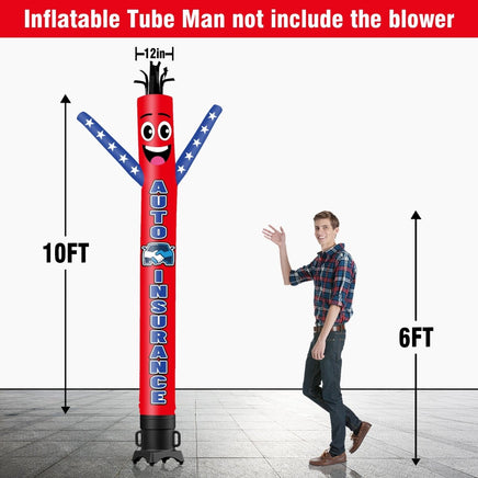 6 10 15 20FT Tall Auto Insurance Waving Inflatable Tube Man(Blower Not Included) - goodeny