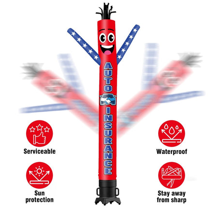6 10 15 20FT Tall Auto Insurance Waving Inflatable Tube Man(Blower Not Included) - goodeny