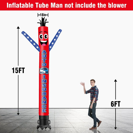 6 10 15 20FT Tall Auto Insurance Waving Inflatable Tube Man(Blower Not Included) - goodeny