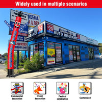 6 10 15 20FT Tall Auto Insurance Waving Inflatable Tube Man(Blower Not Included) - goodeny