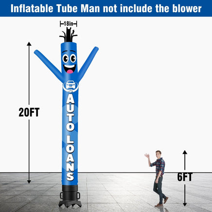 6 10 15 20FT Tall Auto Loans Waving Inflatable Tube Man(Blower Not Included) - goodeny