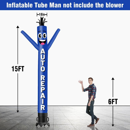 6 10 15 20FT Tall Auto Repair Waving Inflatable Tube Man(Blower Not Included) - goodeny