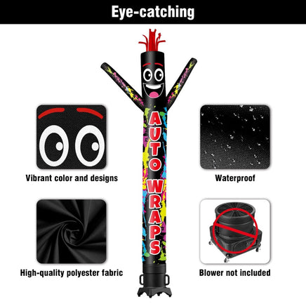 6 10 15 20FT Tall Auto Wraps Waving Inflatable Tube Man(Blower Not Included) - goodeny