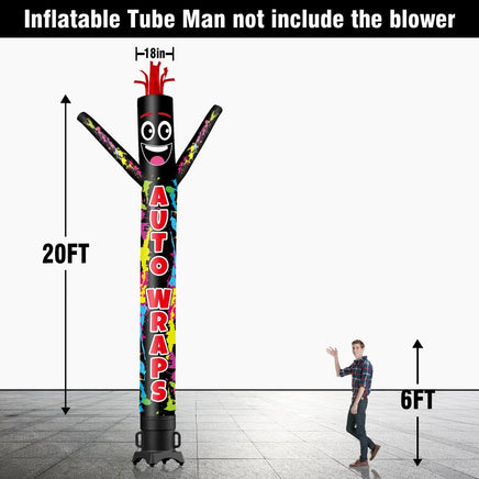 6 10 15 20FT Tall Auto Wraps Waving Inflatable Tube Man(Blower Not Included) - goodeny