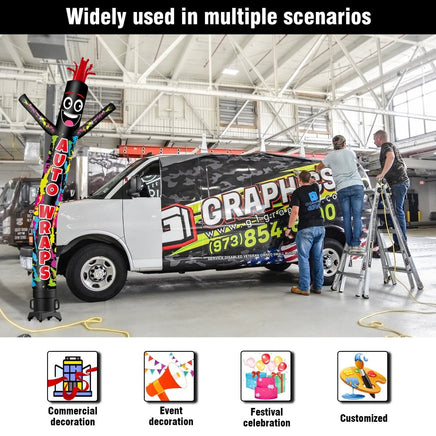 6 10 15 20FT Tall Auto Wraps Waving Inflatable Tube Man(Blower Not Included) - goodeny