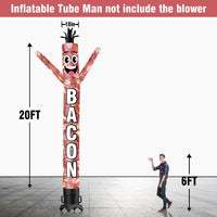 6 10 15 20FT Tall Bacon Waving Inflatable Tube Man(Blower Not Included) - goodeny