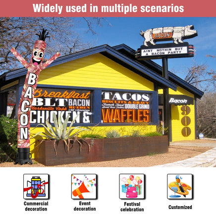 6 10 15 20FT Tall Bacon Waving Inflatable Tube Man(Blower Not Included) - goodeny