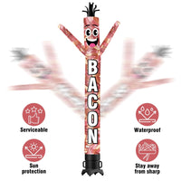 6 10 15 20FT Tall Bacon Waving Inflatable Tube Man(Blower Not Included) - goodeny