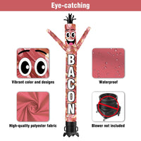 6 10 15 20FT Tall Bacon Waving Inflatable Tube Man(Blower Not Included) - goodeny