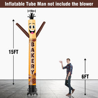 6 10 15 20FT Tall Bakery Waving Inflatable Tube Man(Blower Not Included) - goodeny