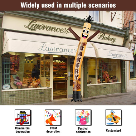 6 10 15 20FT Tall Bakery Waving Inflatable Tube Man(Blower Not Included) - goodeny