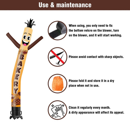 6 10 15 20FT Tall Bakery Waving Inflatable Tube Man(Blower Not Included) - goodeny