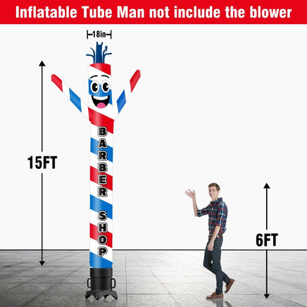 6 10 15 20FT Tall Barber Shop Waving Inflatable Tube Man(Blower Not Included) - goodeny