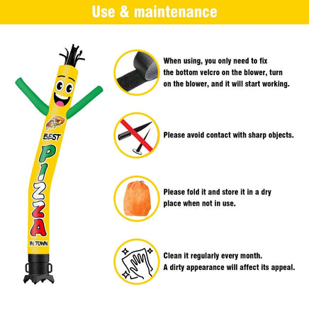 6 10 15 20FT Tall Best Hot Pizza Waving Inflatable Tube Man(Blower Not Included) - goodeny
