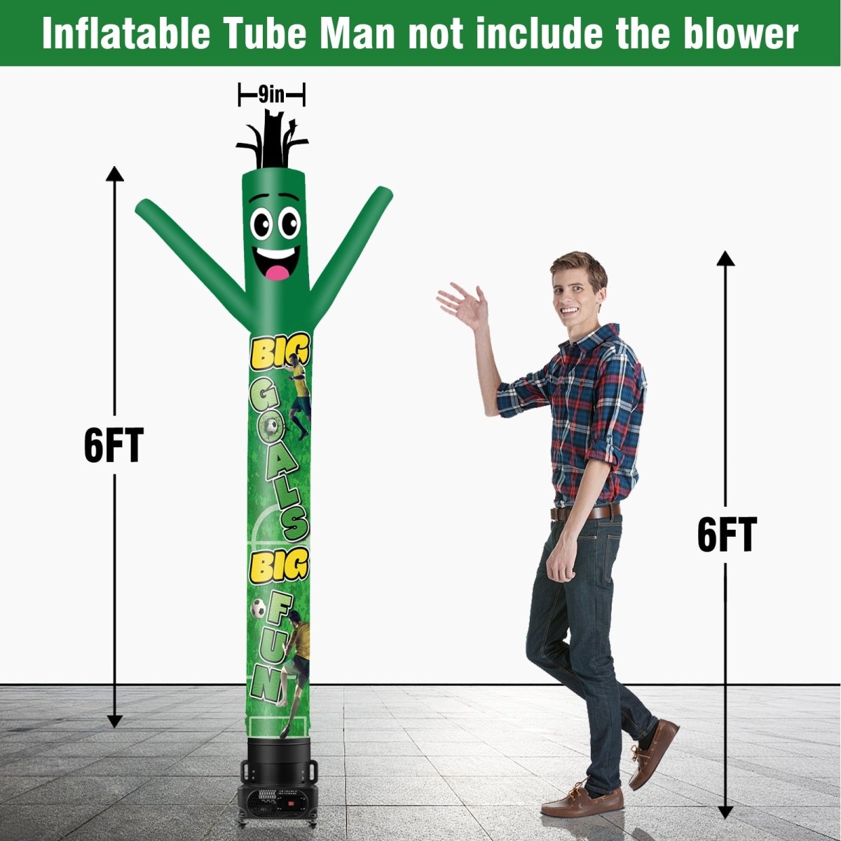 6 10 15 20FT Tall Big Goals Big Fun Waving Inflatable Tube Man(Blower ...