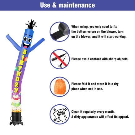 6 10 15 20FT Tall Birthday Waving Inflatable Tube Man(Blower Not Included) - goodeny