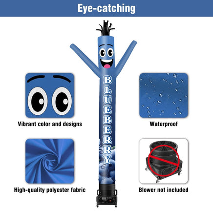 6 10 15 20FT Tall Blueberry Waving Inflatable Tube Man(Blower Not Included) - goodeny