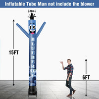 6 10 15 20FT Tall Blueberry Waving Inflatable Tube Man(Blower Not Included) - goodeny