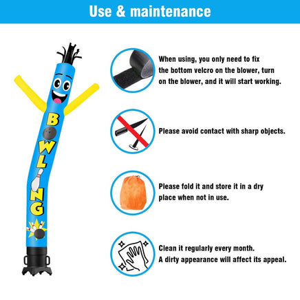 6 10 15 20FT Tall Bowling Waving Inflatable Tube Man(Blower Not Included) - goodeny