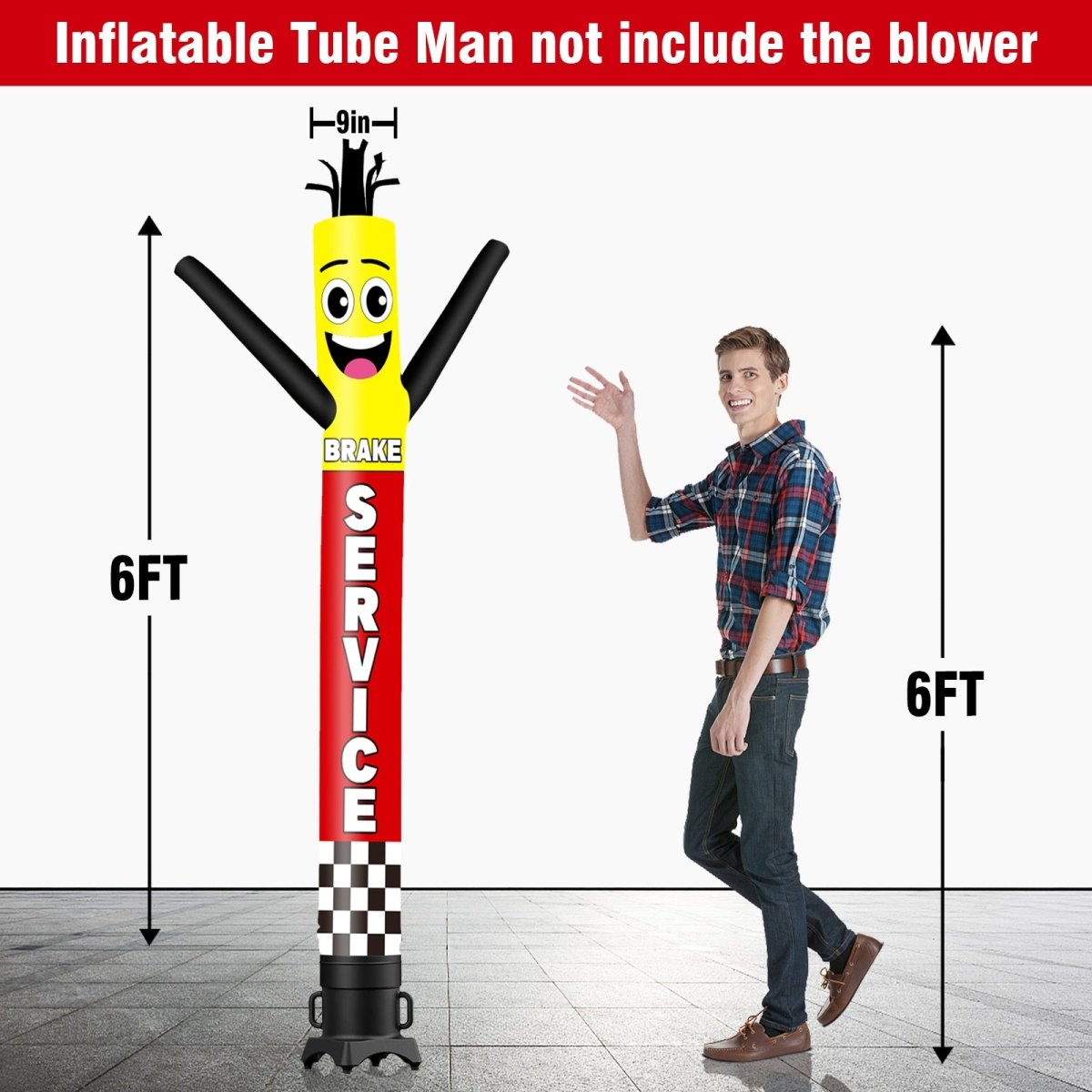 6 10 15 20FT Tall Brake Service Waving Inflatable Tube Man(Blower Not ...