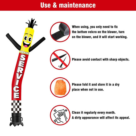 6 10 15 20FT Tall Brake Service Waving Inflatable Tube Man(Blower Not Included) - goodeny