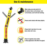 6 10 15 20FT Tall Brake Service Yellow Waving Inflatable Tube Man(Blower Not Included) - goodeny