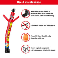 6 10 15 20FT Tall Breakfast Special Waving Inflatable Tube Man(Blower Not Included) - goodeny