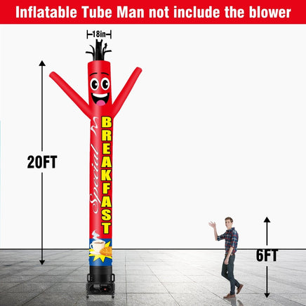 6 10 15 20FT Tall Breakfast Special Waving Inflatable Tube Man(Blower Not Included) - goodeny