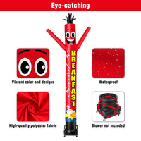6 10 15 20FT Tall Breakfast Special Waving Inflatable Tube Man(Blower Not Included) - goodeny