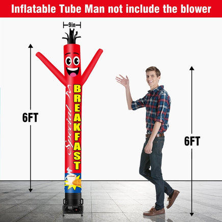 6 10 15 20FT Tall Breakfast Special Waving Inflatable Tube Man(Blower Not Included) - goodeny