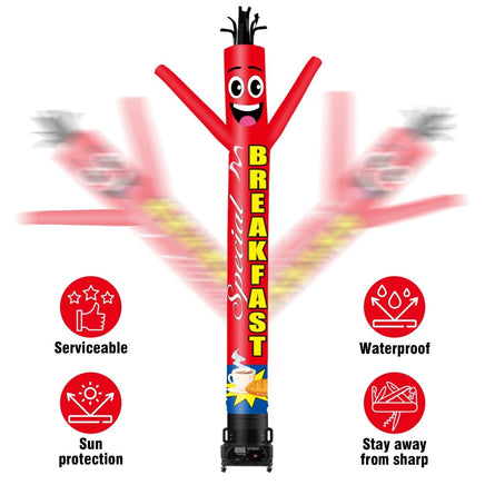 6 10 15 20FT Tall Breakfast Special Waving Inflatable Tube Man(Blower Not Included) - goodeny