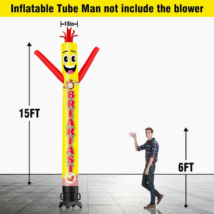 6 10 15 20FT Tall Breakfast Waving Inflatable Tube Man(Blower Not Included) - goodeny