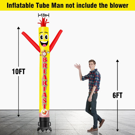 6 10 15 20FT Tall Breakfast Waving Inflatable Tube Man(Blower Not Included) - goodeny