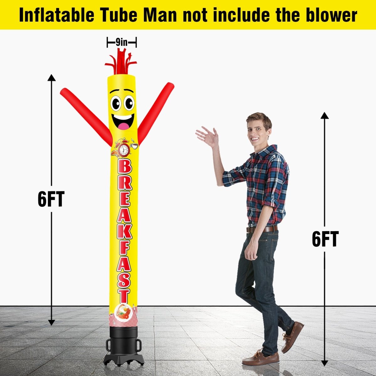 6 10 15 20FT Tall Breakfast Waving Inflatable Tube Man(Blower Not ...