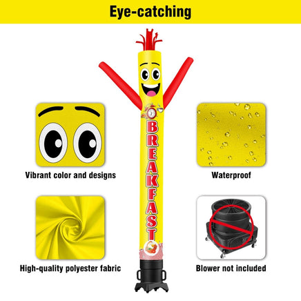 6 10 15 20FT Tall Breakfast Waving Inflatable Tube Man(Blower Not Included) - goodeny