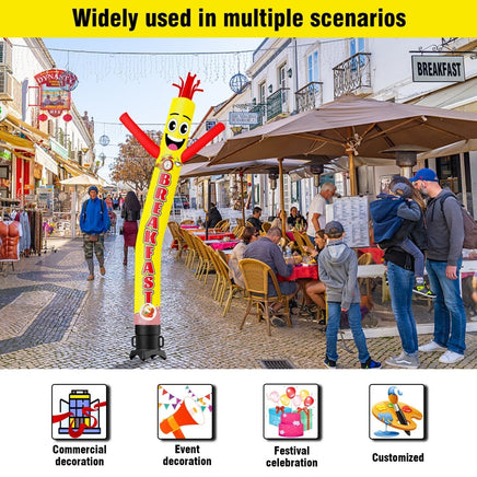 6 10 15 20FT Tall Breakfast Waving Inflatable Tube Man(Blower Not Included) - goodeny