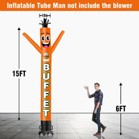 6 10 15 20FT Tall Buffet Waving Inflatable Tube Man(Blower Not Included) - goodeny