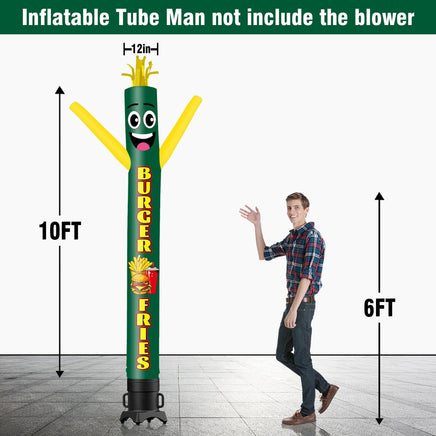 6 10 15 20FT Tall Burger & Fries Waving Inflatable Tube Man(Blower Not Included) - goodeny