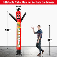 6 10 15 20FT Tall Burger Waving Inflatable Tube Man(Blower Not Included) - goodeny