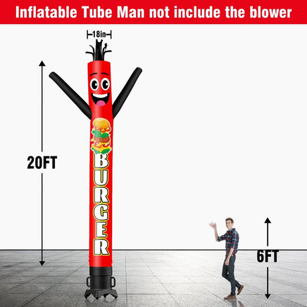 6 10 15 20FT Tall Burger Waving Inflatable Tube Man(Blower Not Included) - goodeny